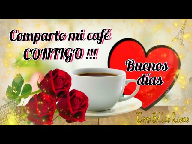 desayuno flor buenos dias con flores y cafe