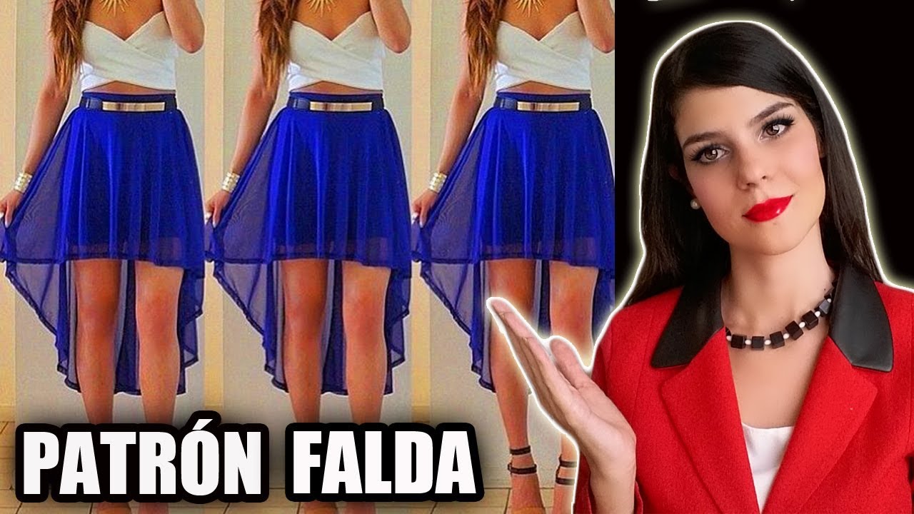 falda corta por delante y larga por detrás