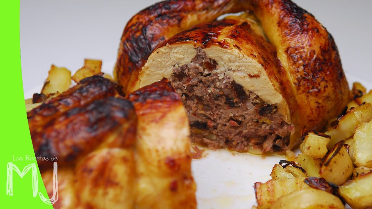 pollo relleno al horno con patatas