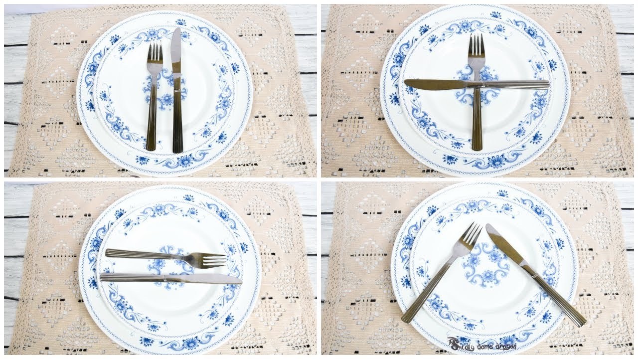 como dejar los cubiertos despues de comer