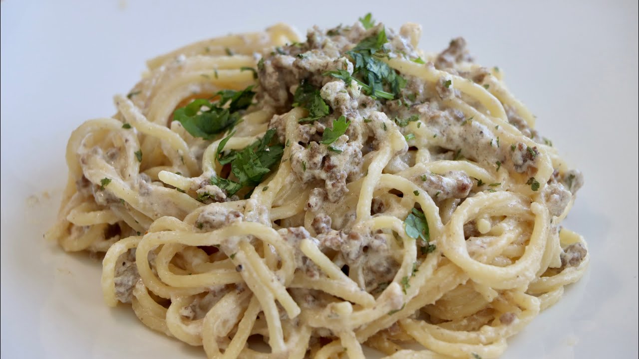 espaguetis con carne picada sin tomate