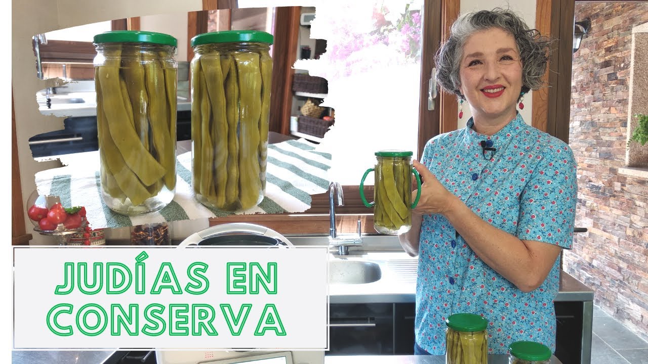 judias verdes en bote de cristal