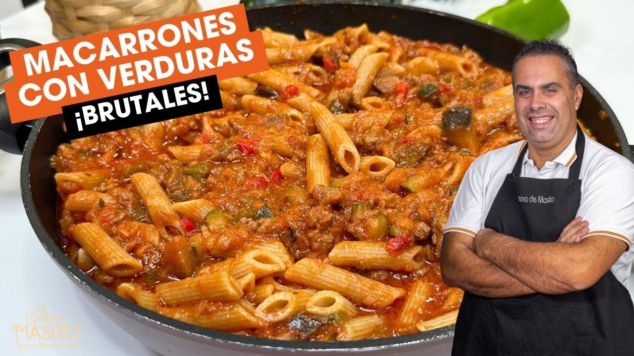 pasta con carne picada y verduras