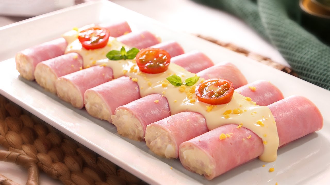 rollitos de jamón york rellenos fríos