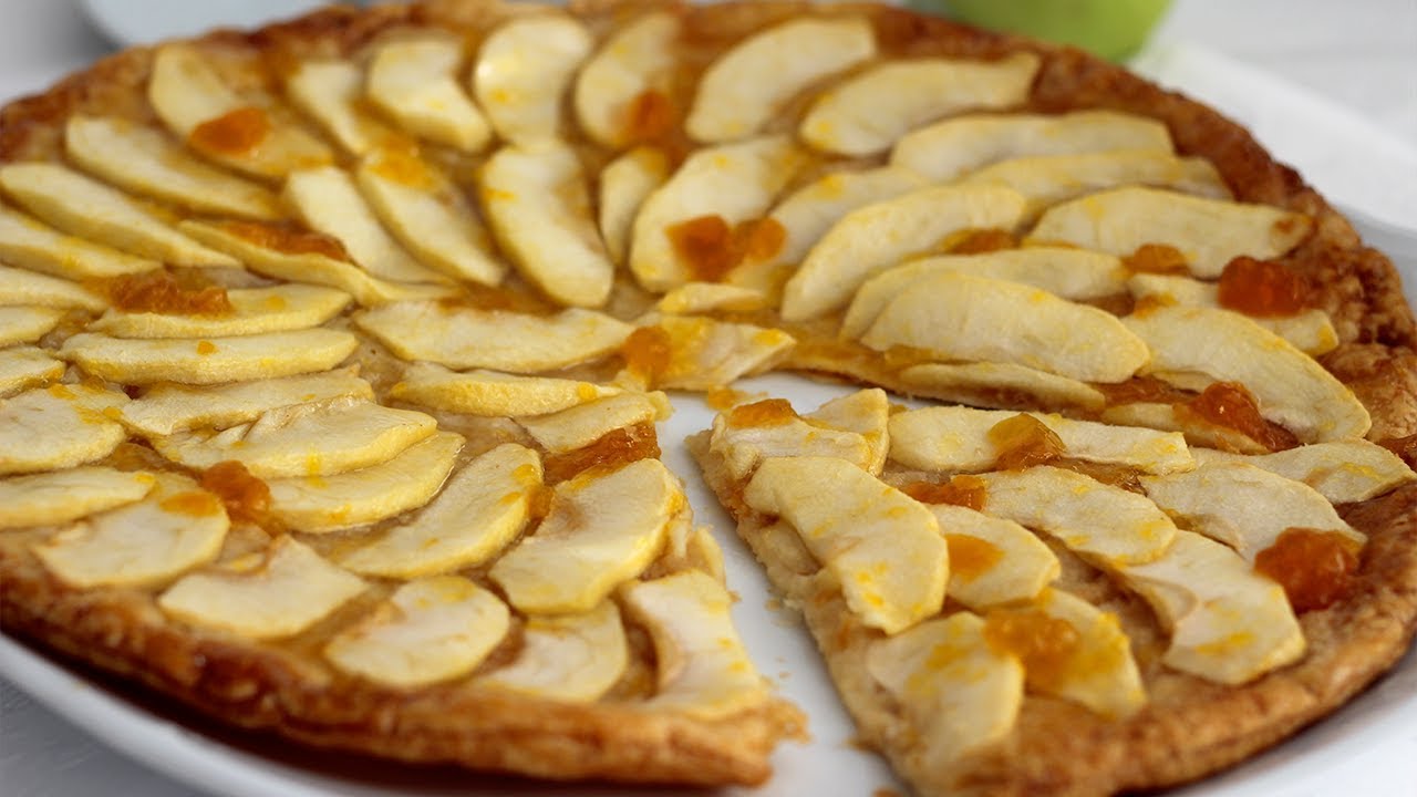 tarta de manzana con hojaldre y mermelada de melocoton
