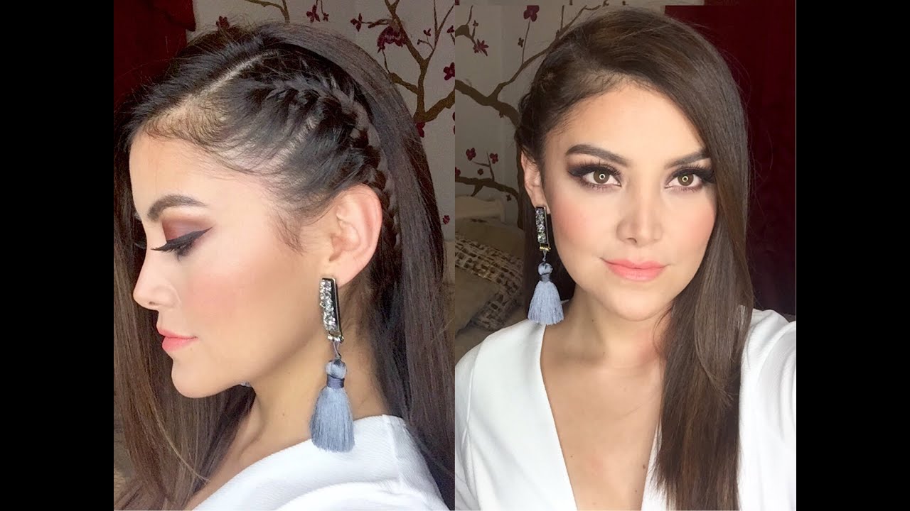 trenzas al lado con pelo suelto