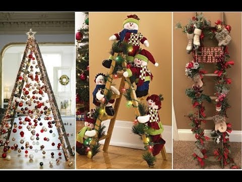 arbol de navidad con escalera de madera