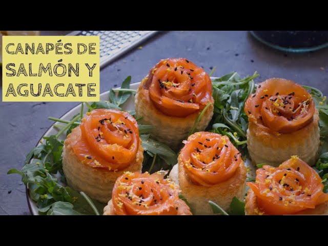 canapes con salmon y aguacate