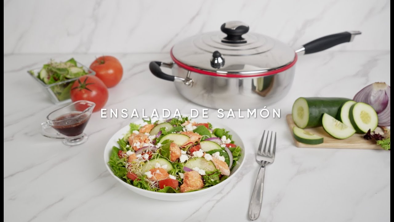 ensalada con salmón a la plancha