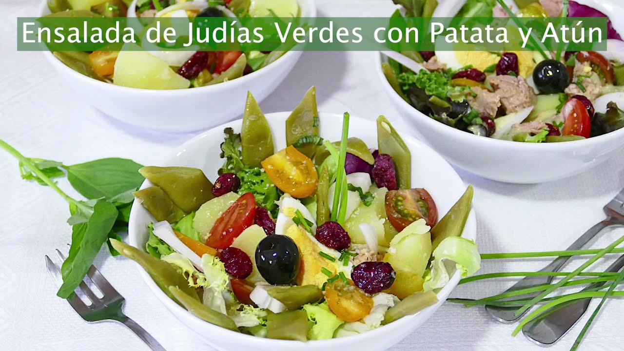 ensalada de judías verdes con patatas y atún
