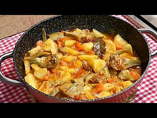 guiso de alcachofas y huevo