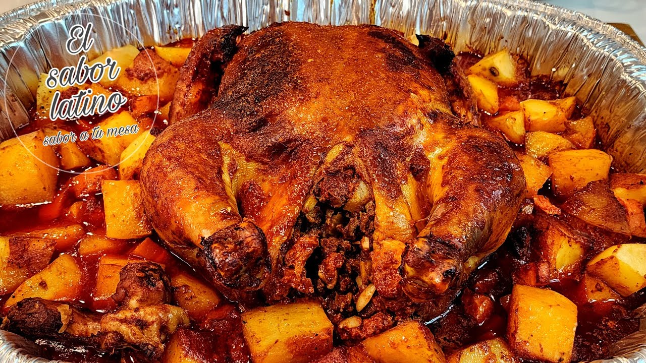 pollo relleno al horno con salsa