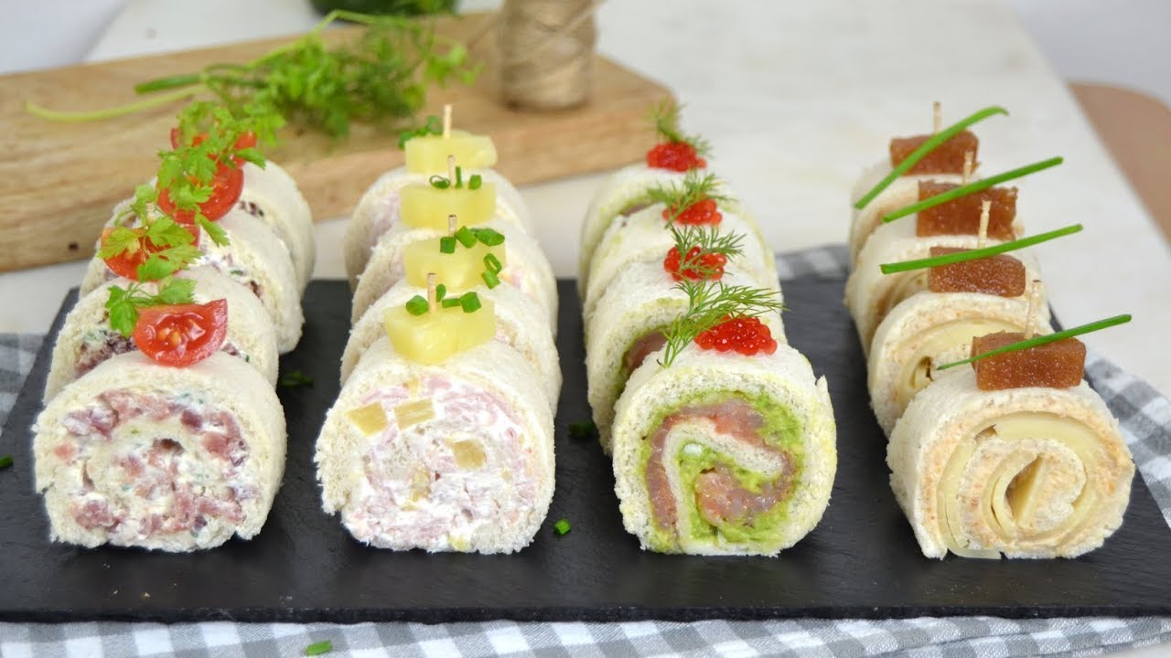 aperitivos con pan de molde enrollado