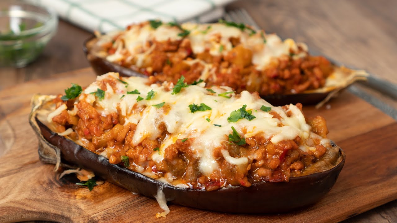 berenjenas con carne picada y tomate