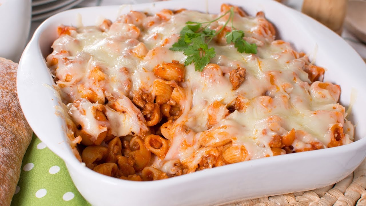 macarrones al horno con queso y carne picada