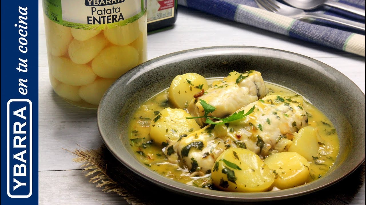 merluza en salsa verde con patatas panaderas