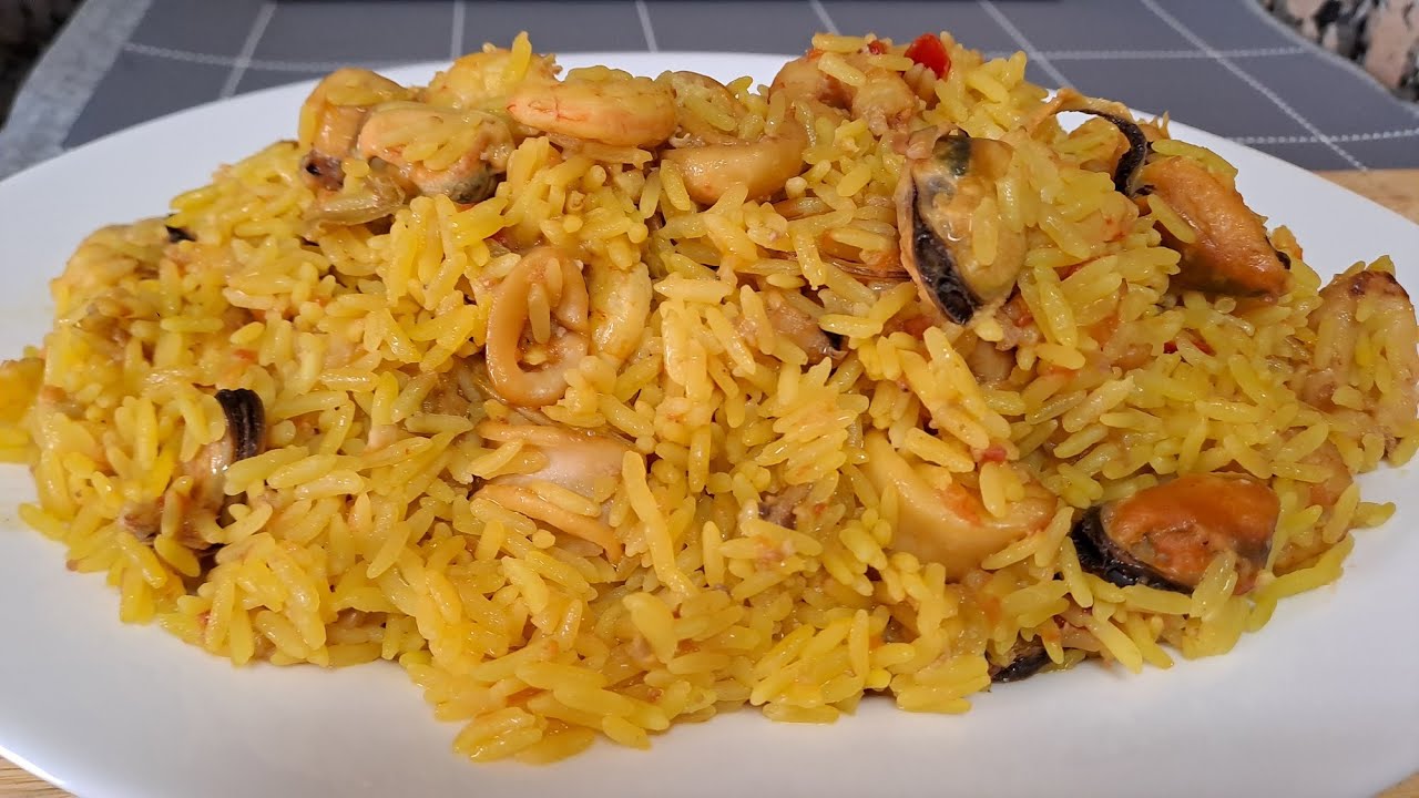 paella con arroz largo